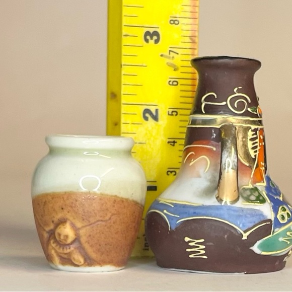 VTG 1950’s Satsuma Pottery Moriage Goldcastle & Occupied Japan Vase Lot Of 2 - Picture 5 of 5